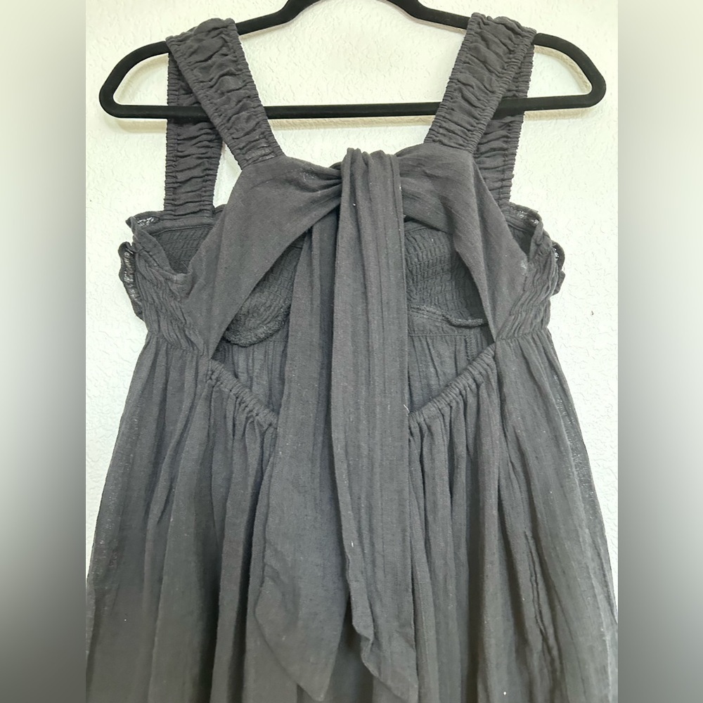 FREE PEOPLE Mini Dress Summer Cotton Linen Black - Picture 4 of 9